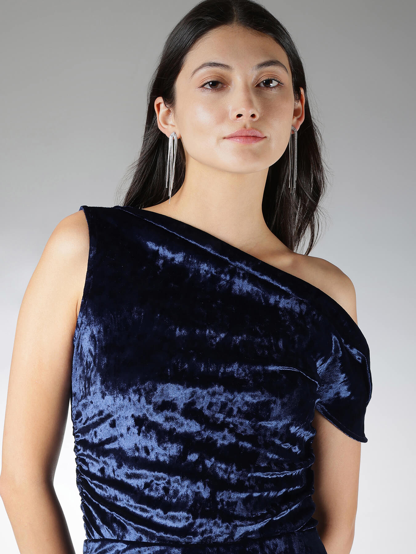 Velvet Skirt and Off Shoulder Top Coord - Blue