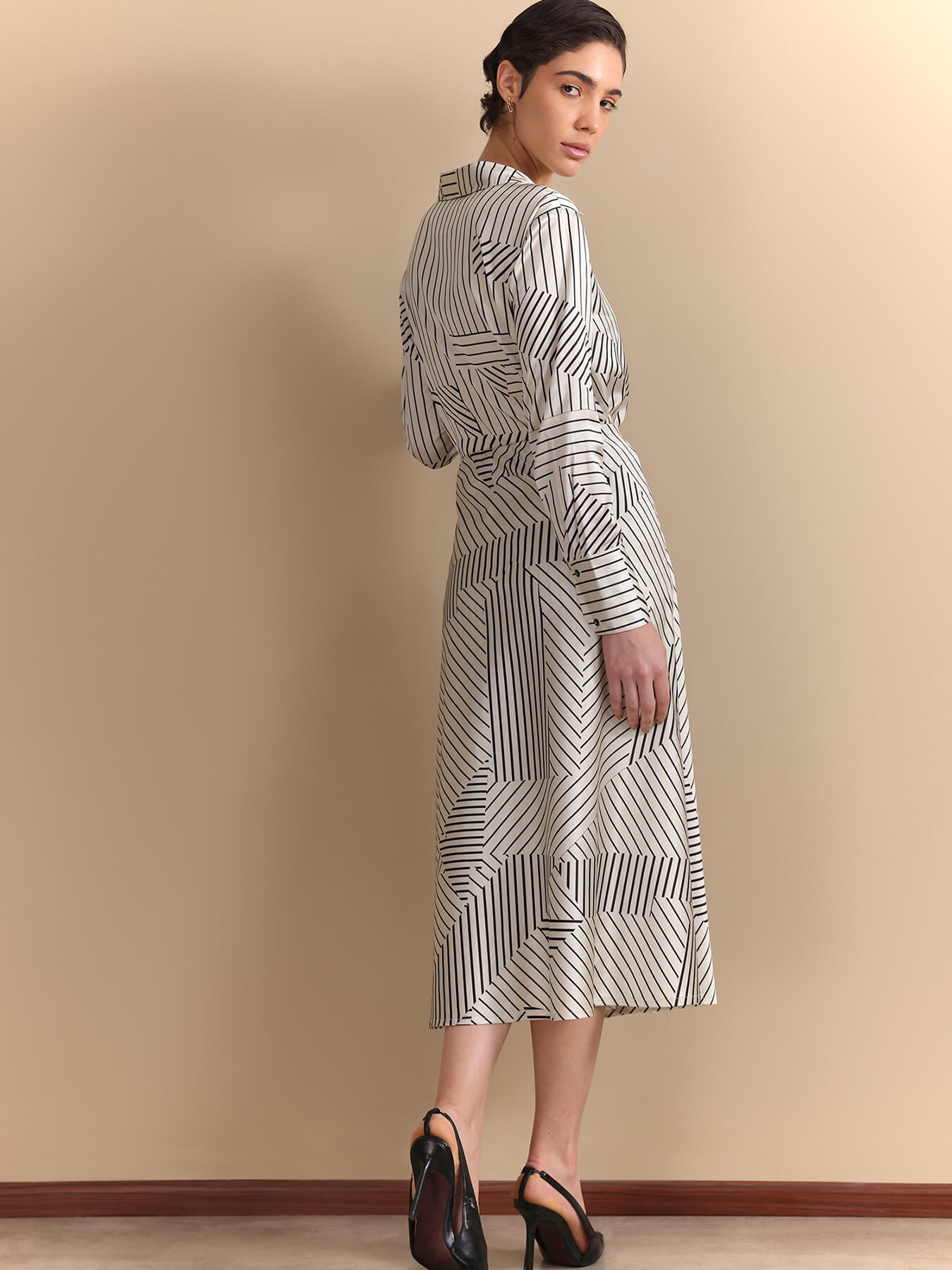 Abstract Print Skirt and Shirt Coord - Black and white