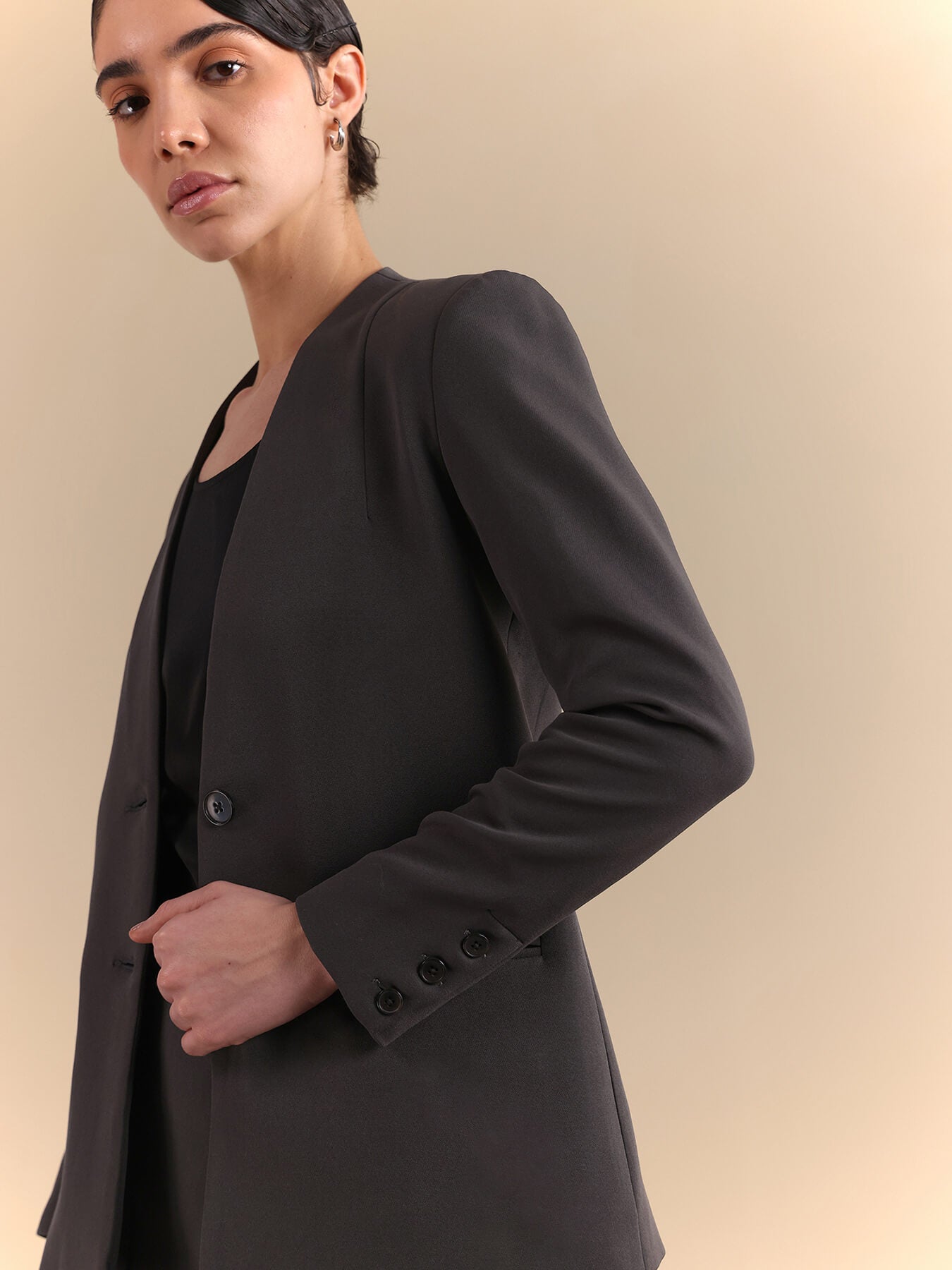 Single Breasted Blazer and Skirt Coord - Grey