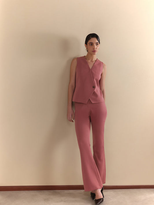 Waistcoat and Flared Trousers Coord - Pink