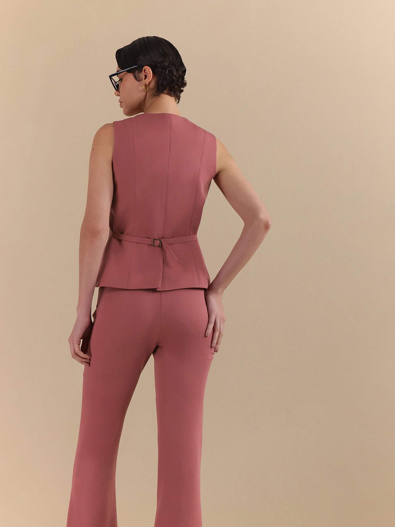 Waistcoat and Flared Trousers Coord - Pink