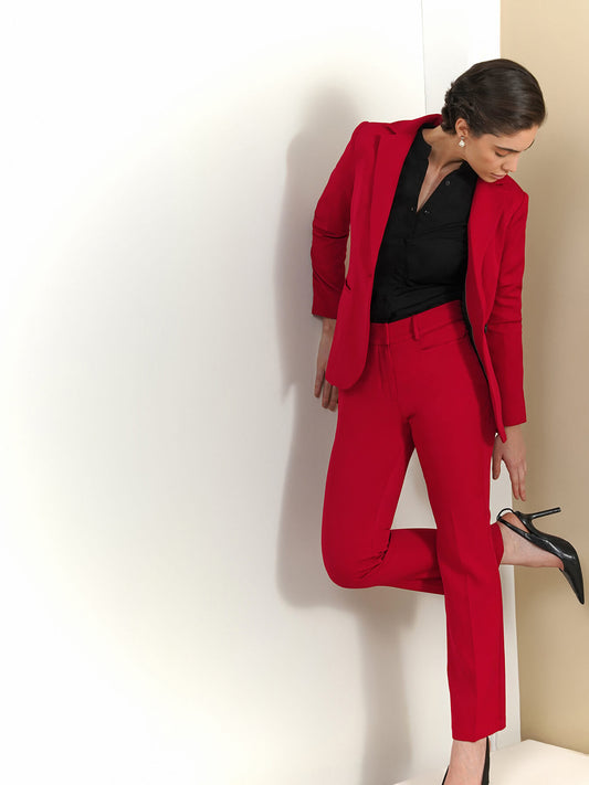 Blazer & Bootcut Trousers Coord - Red