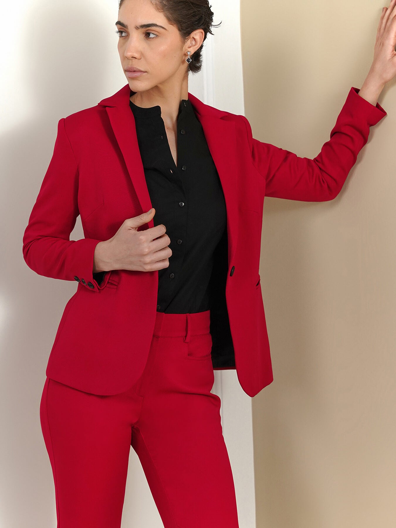 Blazer & Bootcut Trousers Coord - Red