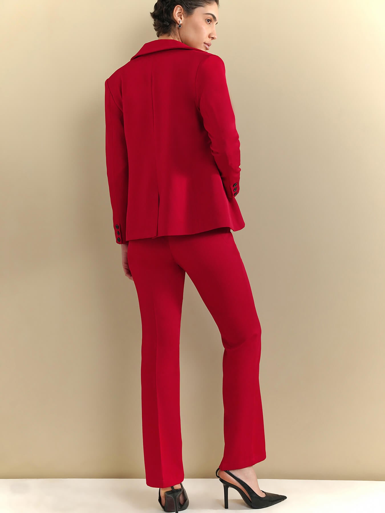 Blazer & Bootcut Trousers Coord - Red