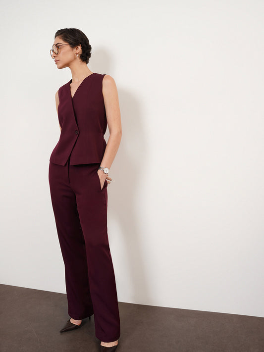 Waistcoat & Straight Trousers Coord - Maroon