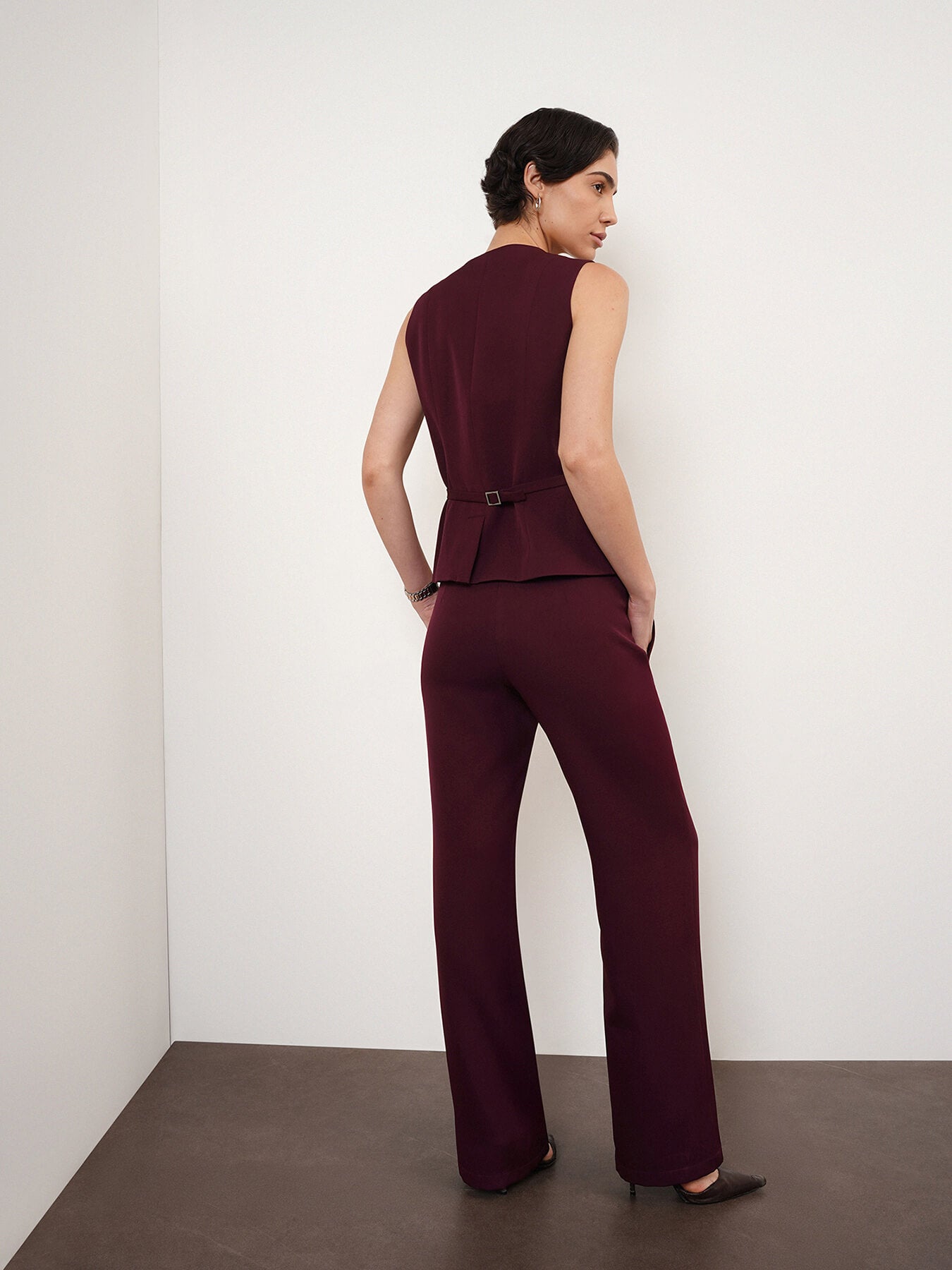 Waistcoat & Straight Trousers Coord - Maroon