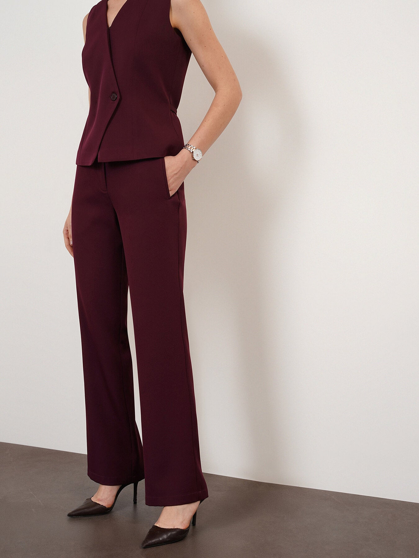 Waistcoat & Straight Trousers Coord - Maroon