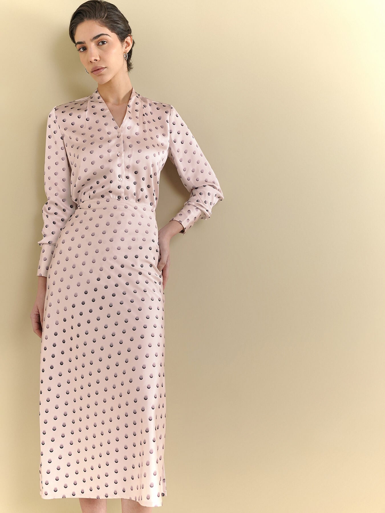 Satin Shirt & Straight Skirt Coord - Off White