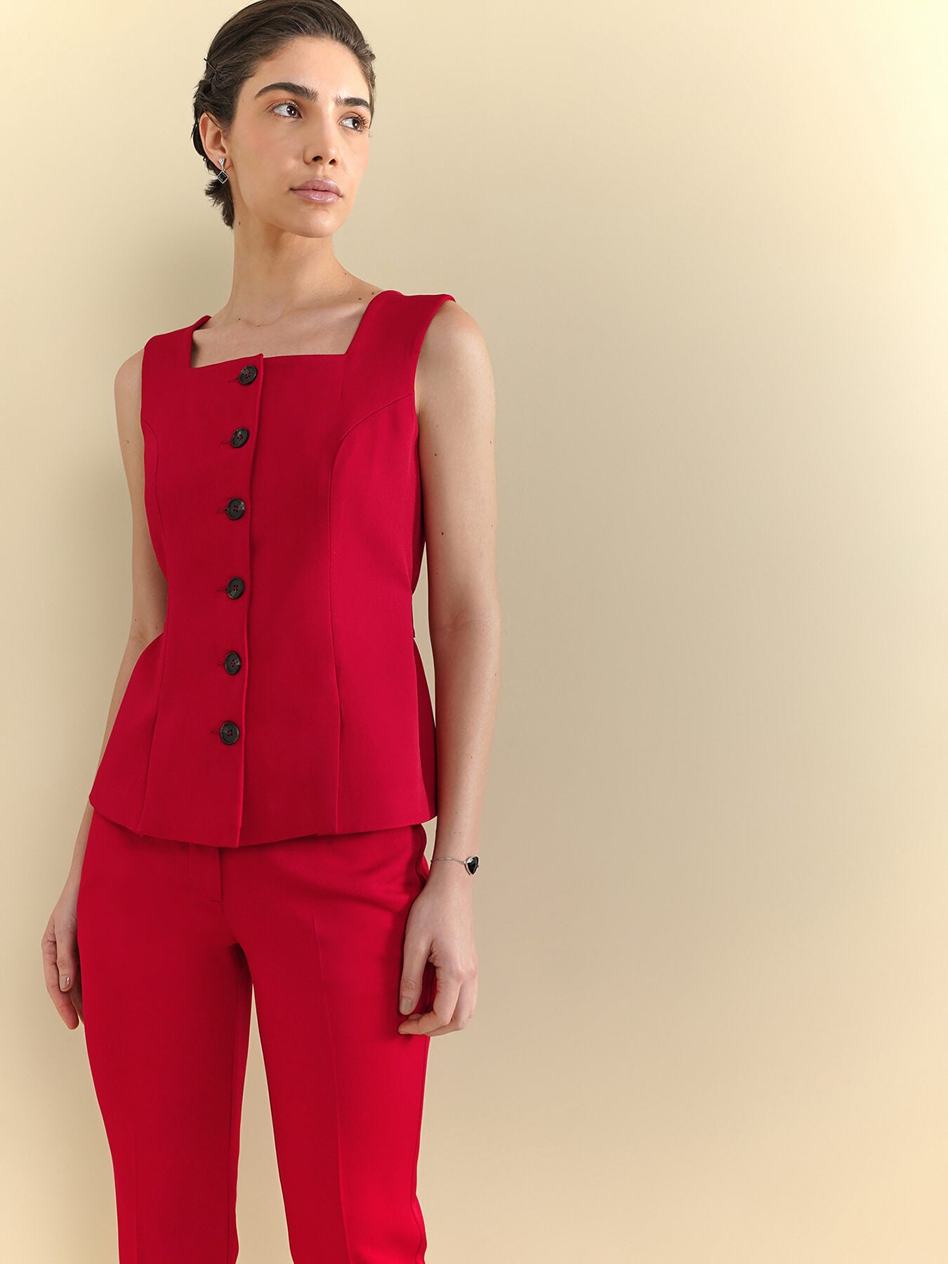 Waistcoat & Bootcut Trousers Coord - Red