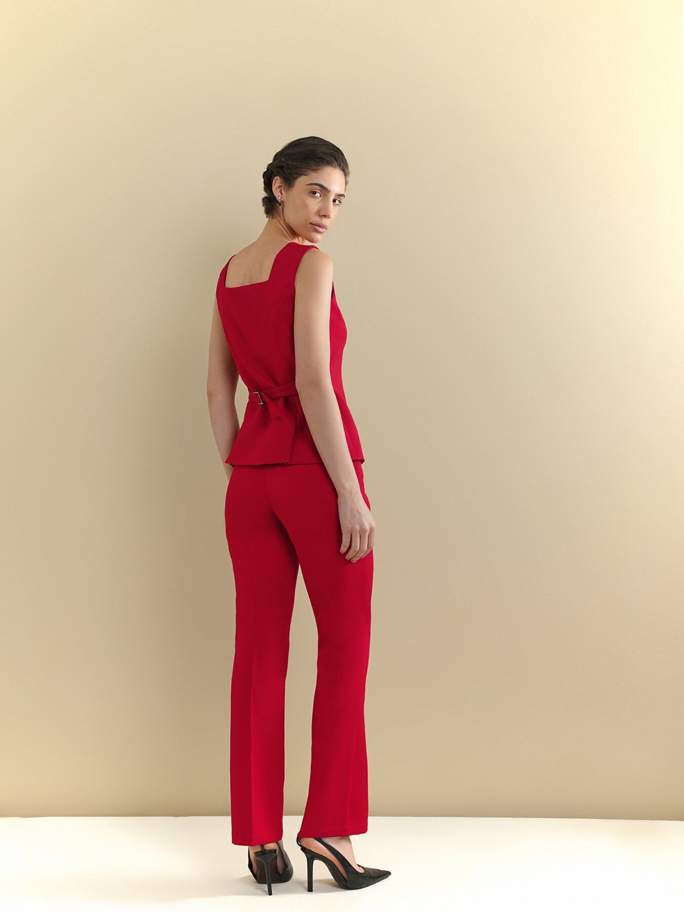 Waistcoat & Bootcut Trousers Coord - Red