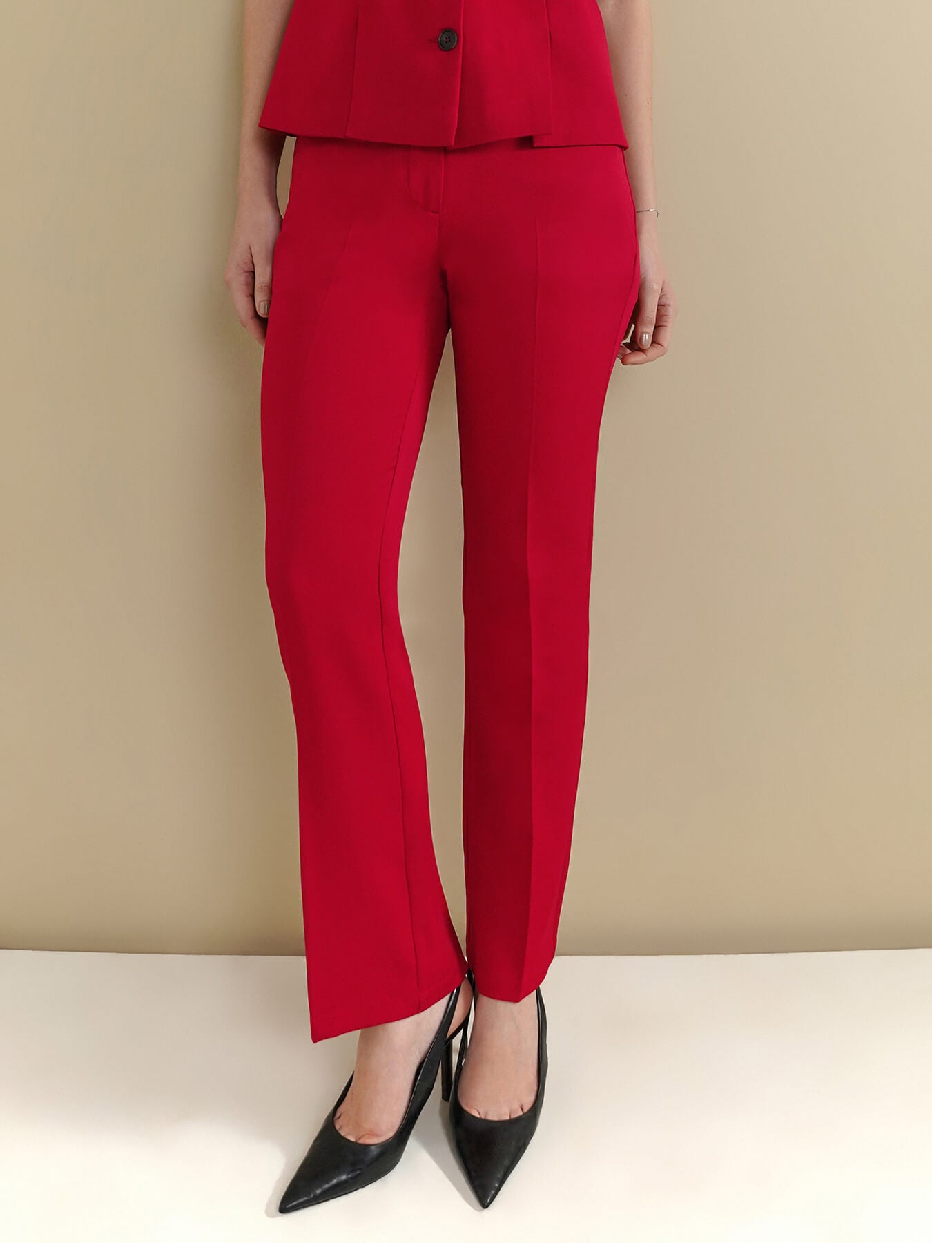 Waistcoat & Bootcut Trousers Coord - Red