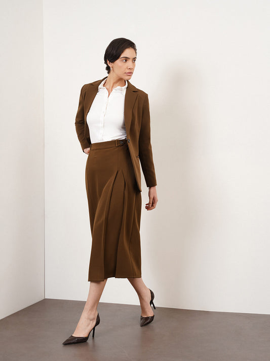 Blazer & Straight Skirt Coord - Brown