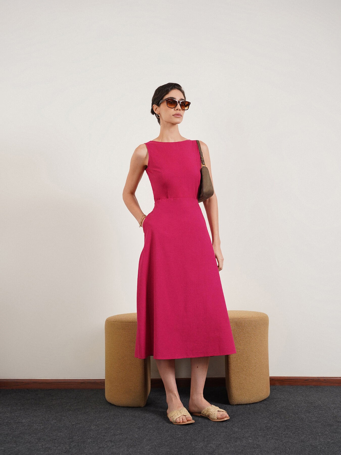 Cotton Boat Neck Coord - Pink