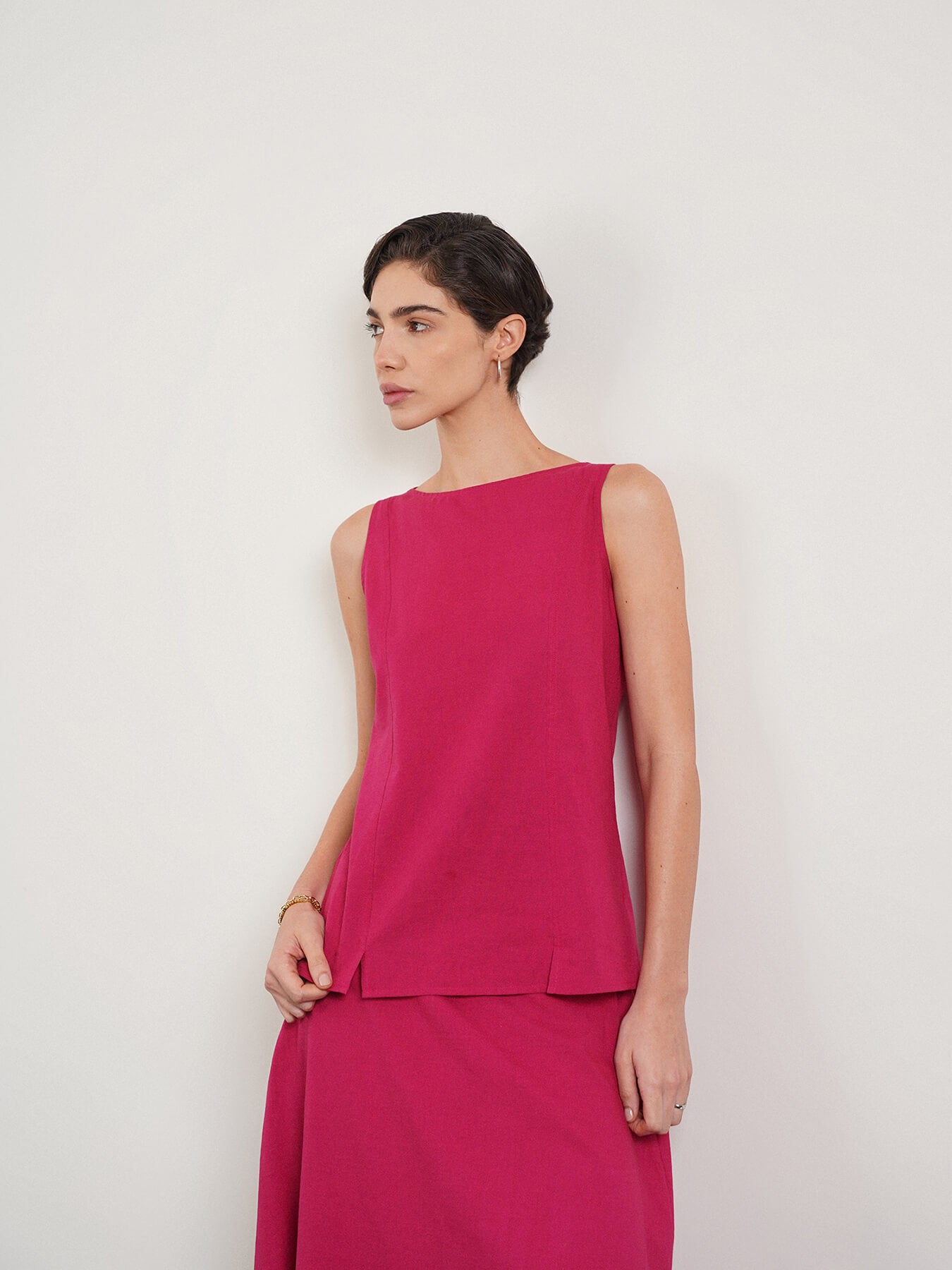 Cotton Boat Neck Coord - Pink