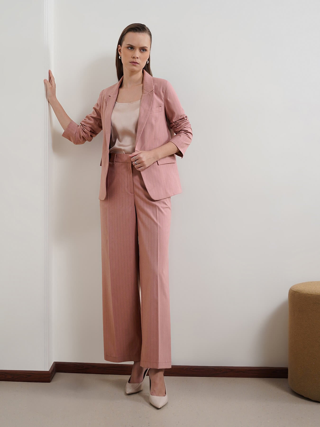 Striped Blazer and Trousers Coord - Pink