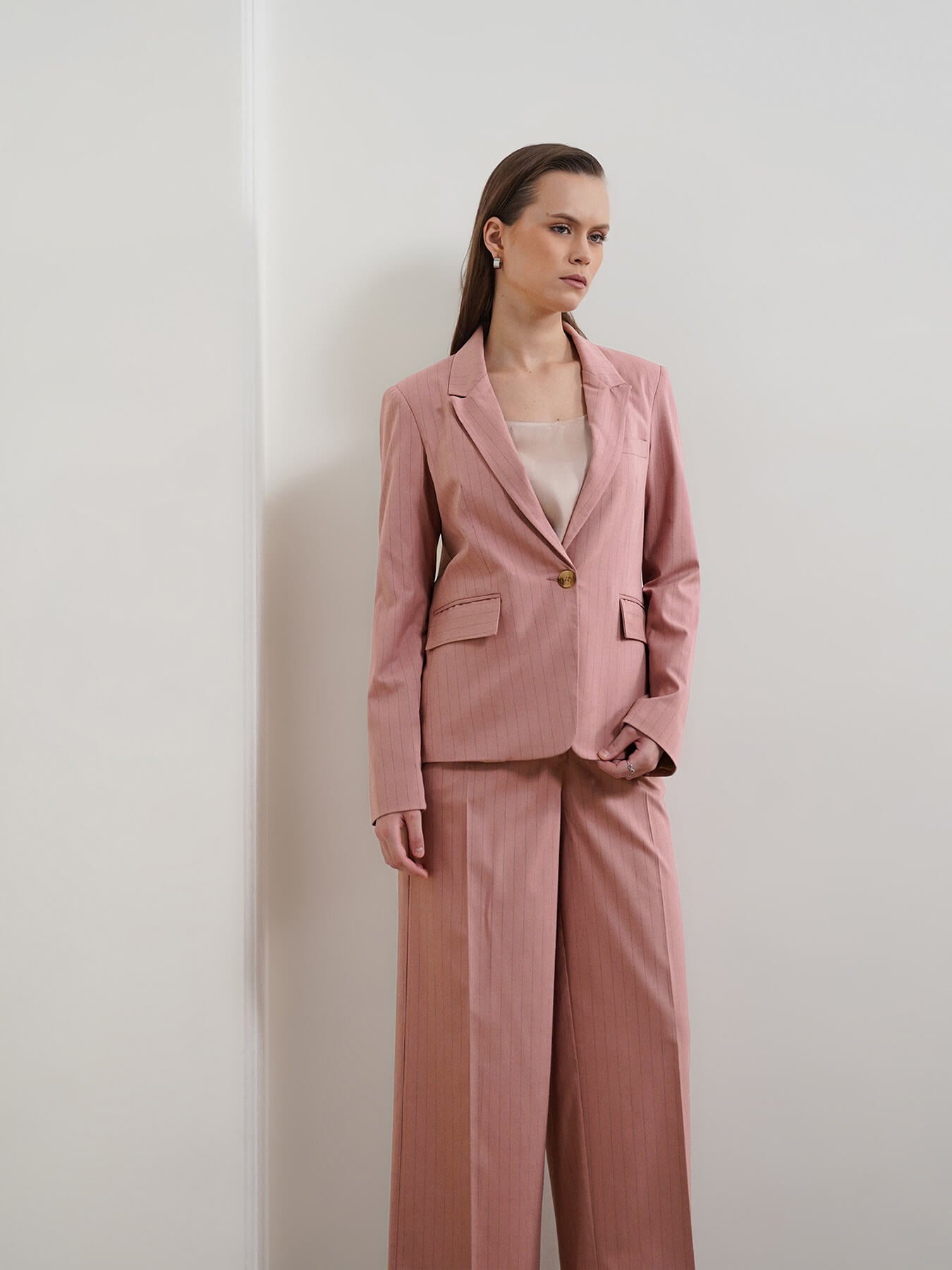Striped Blazer and Trousers Coord - Pink