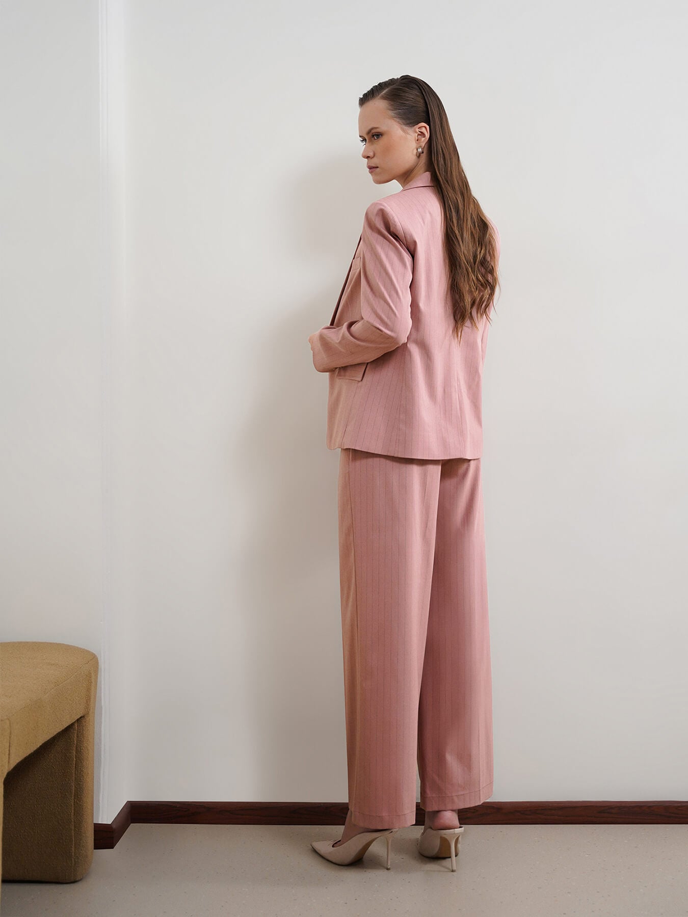 Striped Blazer and Trousers Coord - Pink