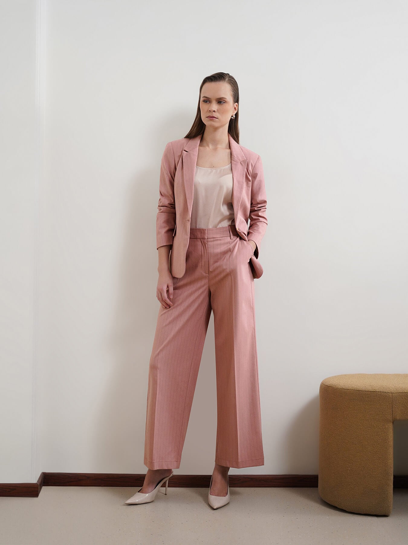 Striped Blazer and Trousers Coord - Pink