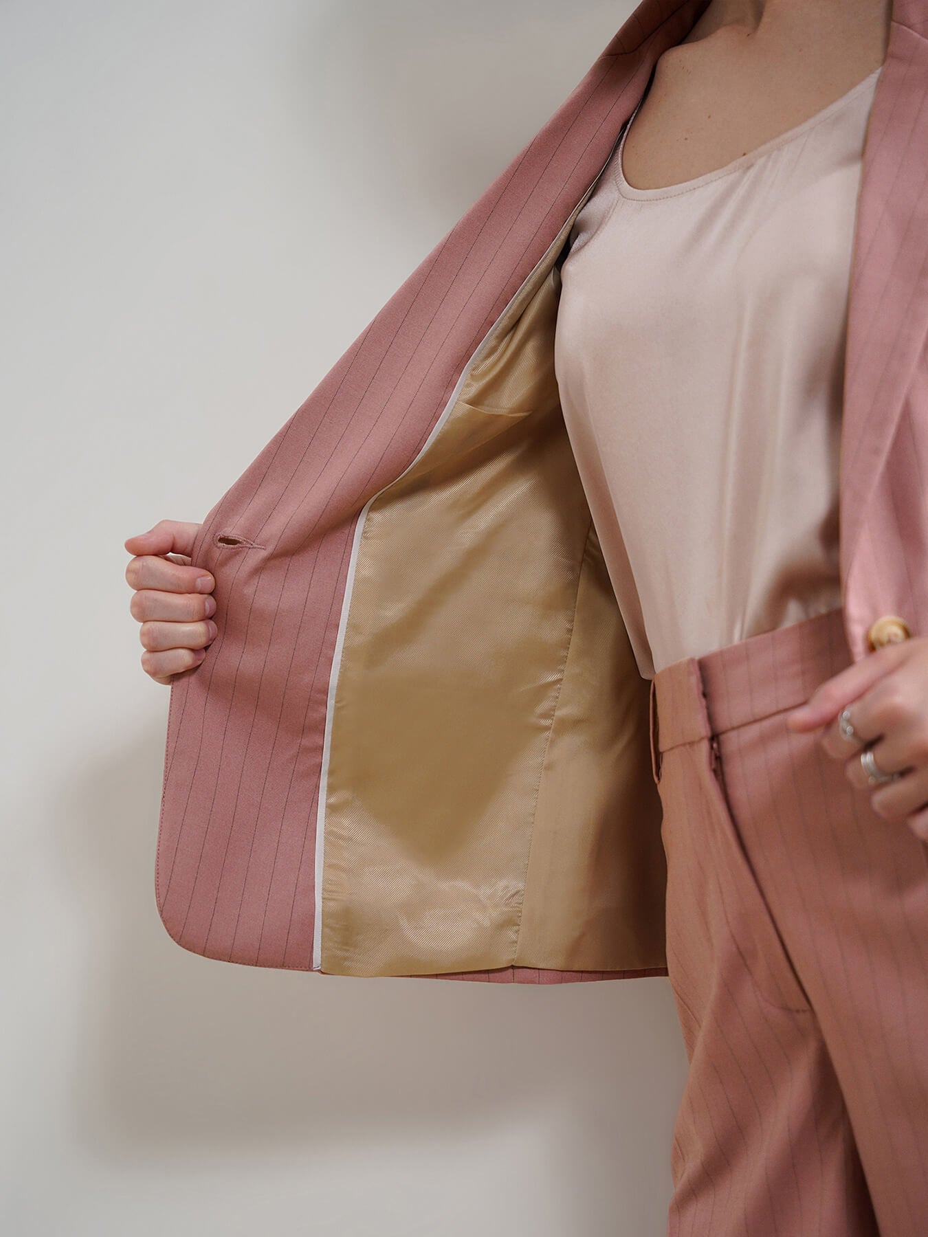 Striped Blazer and Trousers Coord - Pink