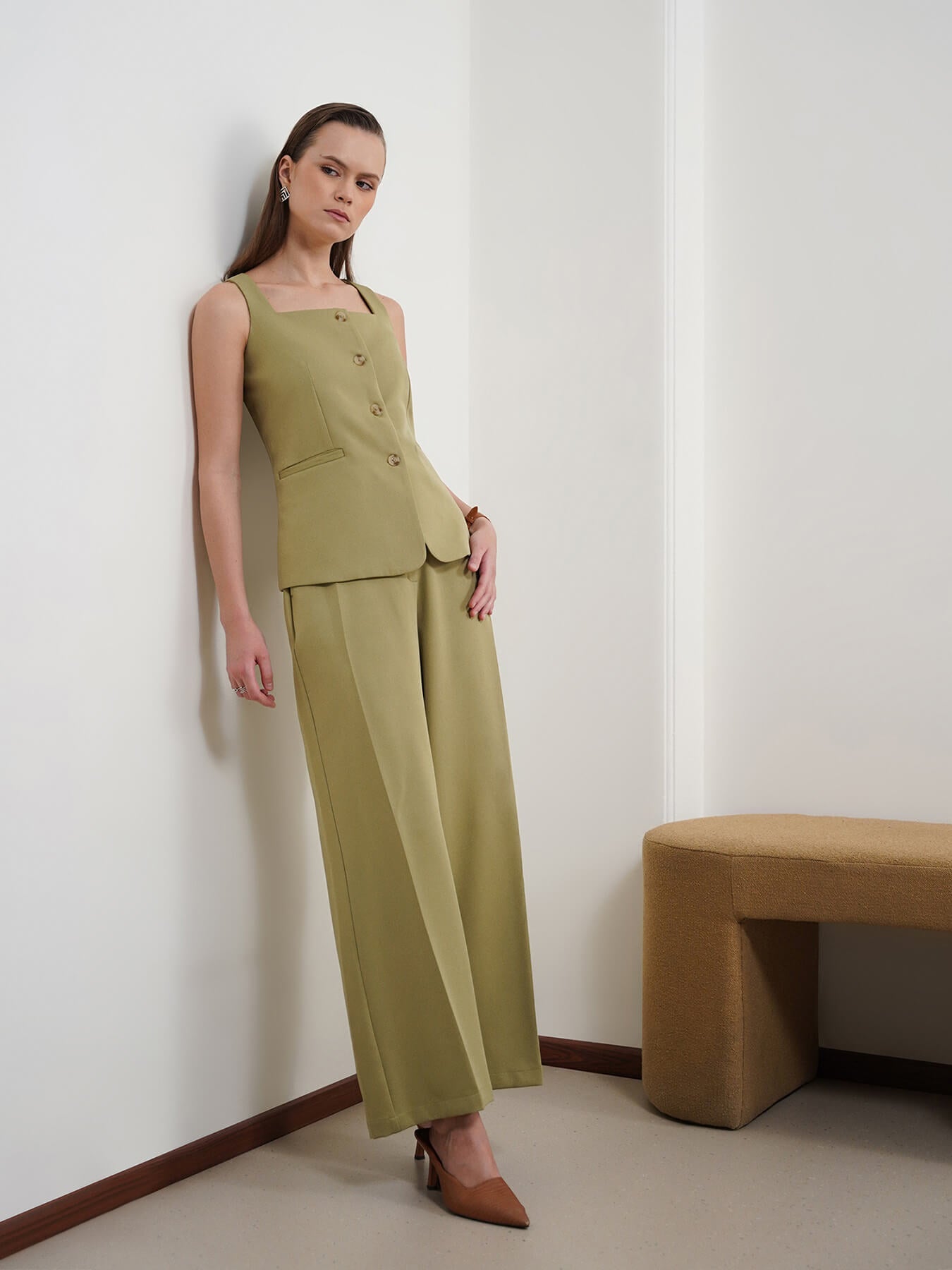 Waistcoat and Trousers Coord - Olive