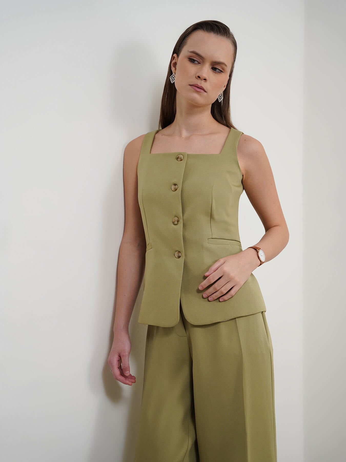 Waistcoat and Trousers Coord - Olive