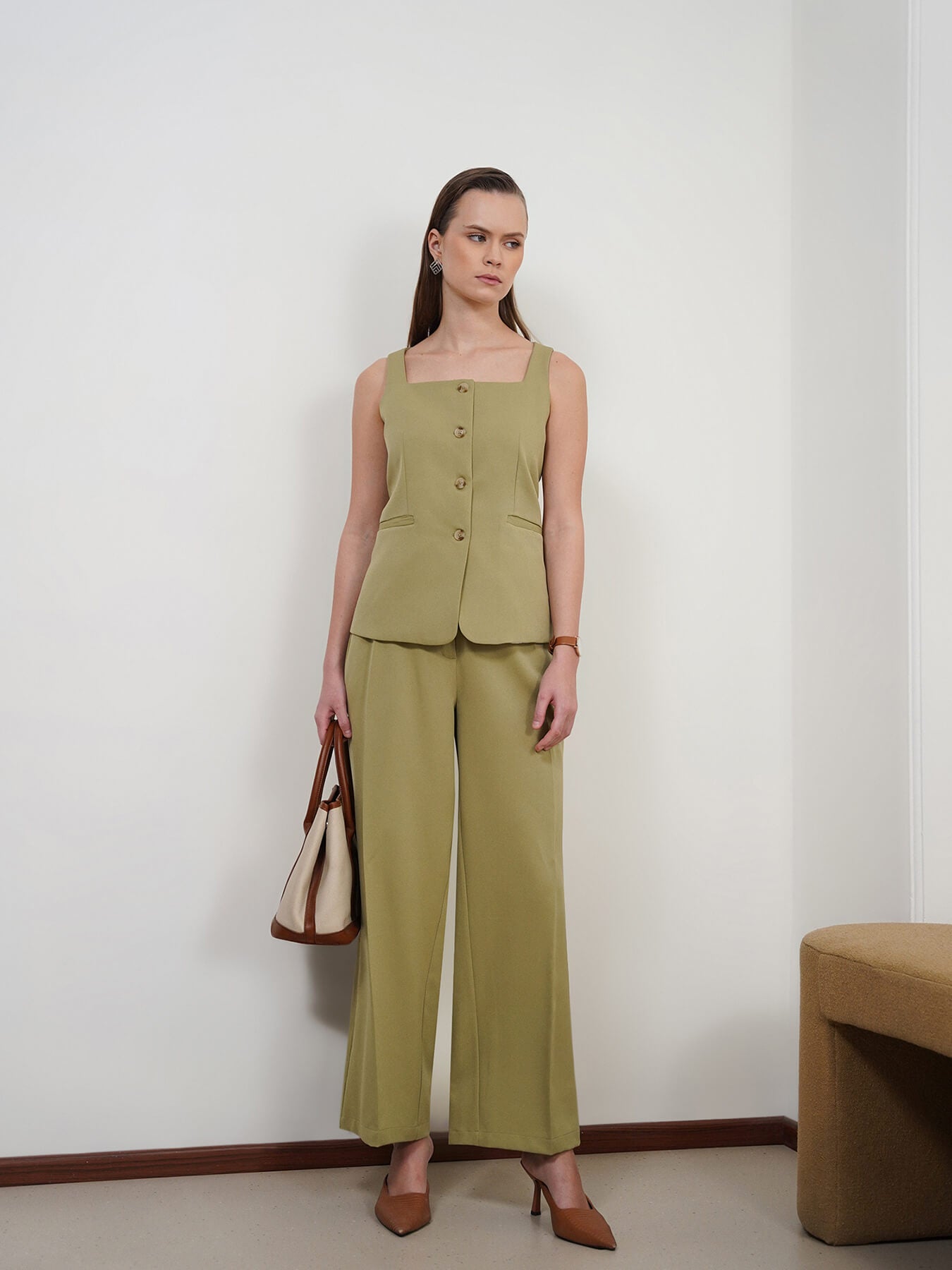Waistcoat and Trousers Coord - Olive