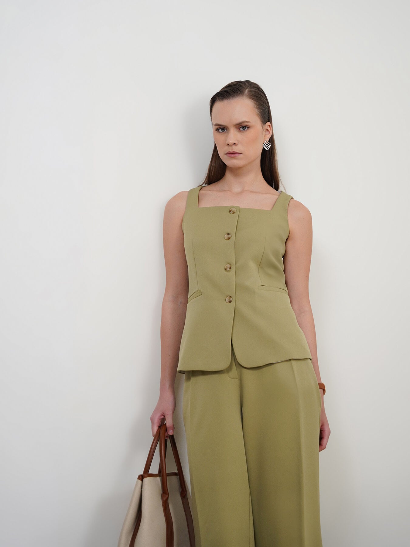 Waistcoat and Trousers Coord - Olive