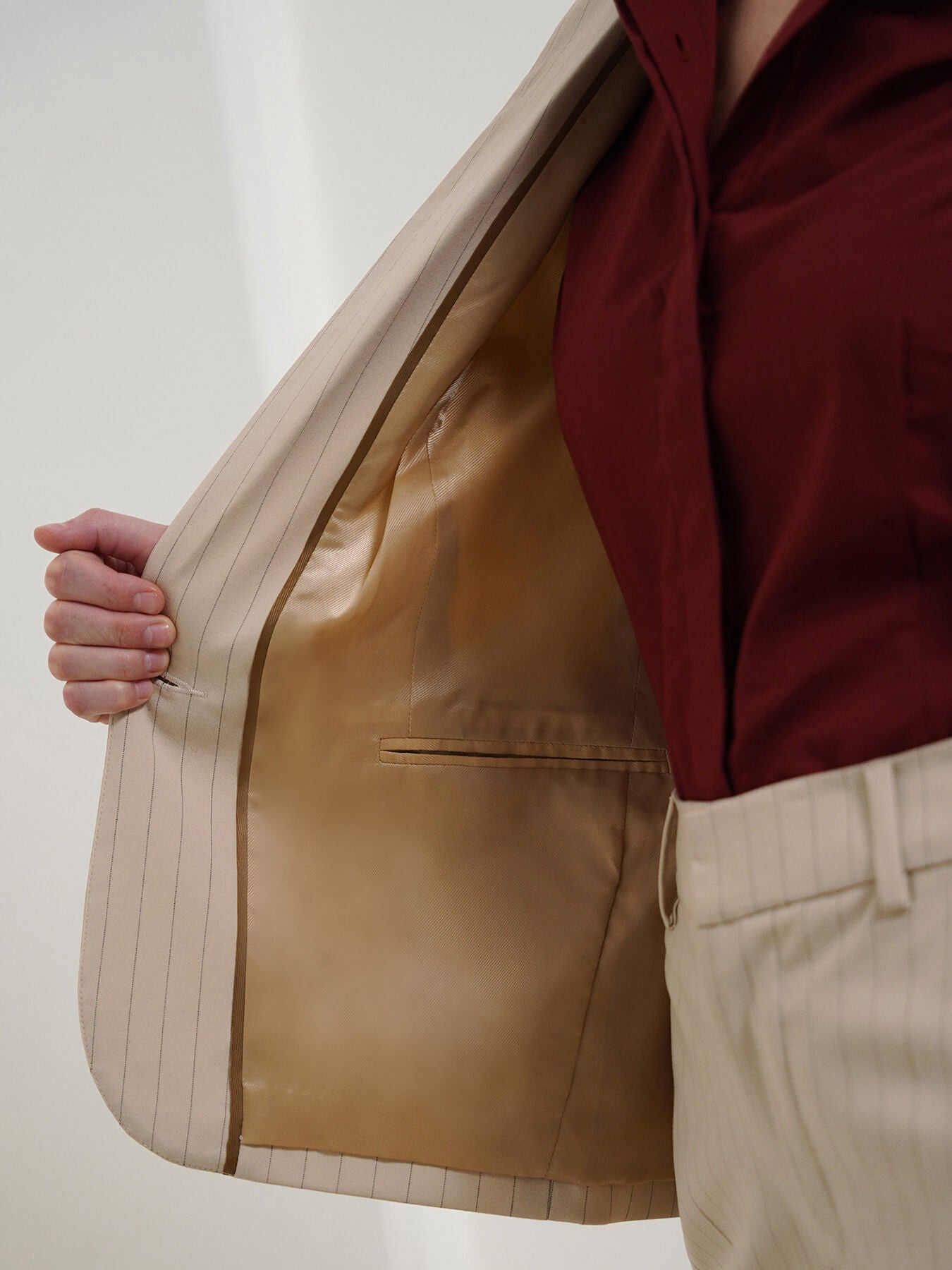 Striped Blazer and Trousers Coord - Beige