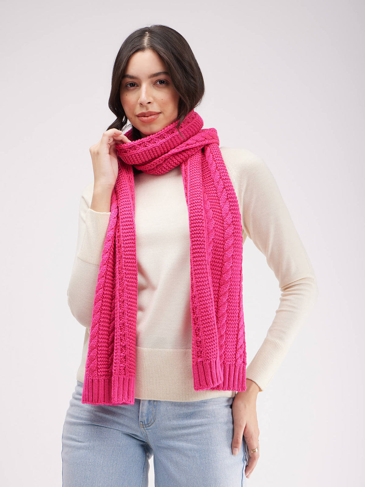 LivSoft Cable Knit Muffler - Fuchsia