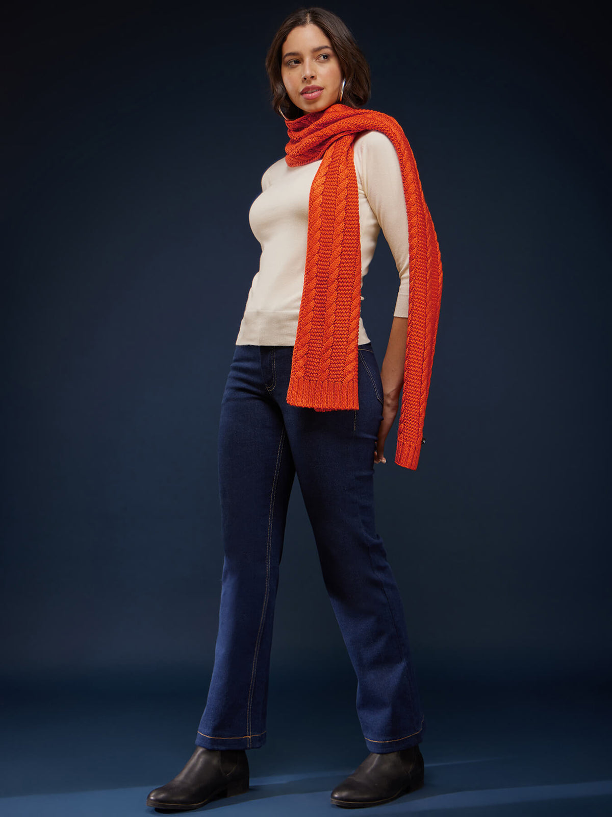 LivSoft Cable Knit Muffler - Orange