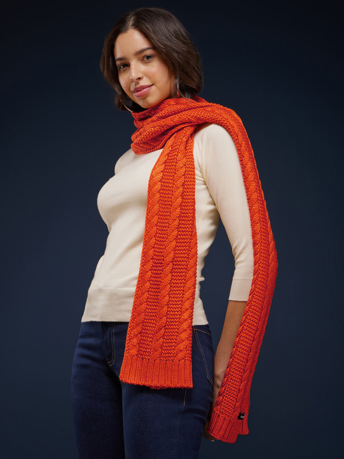 LivSoft Cable Knit Muffler - Orange