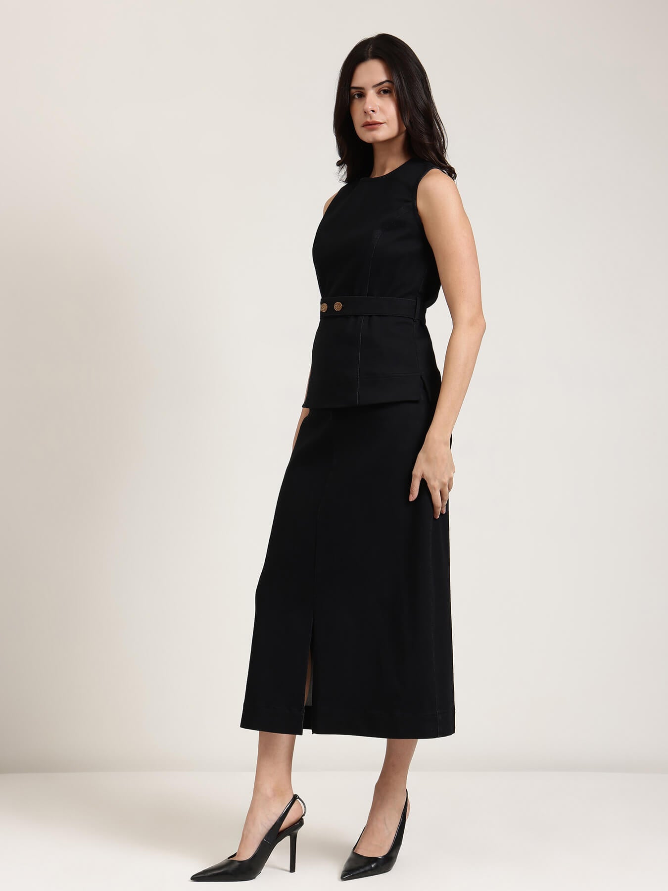 Denim Skirt Co-ord Set - Black