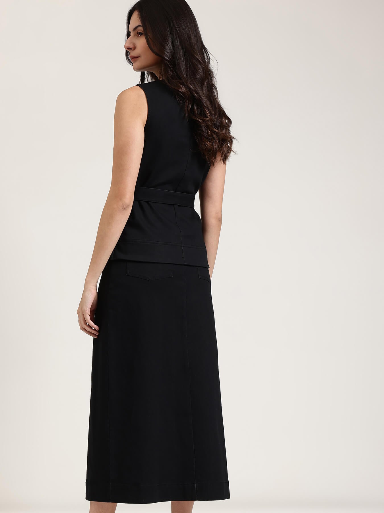 Denim Skirt Co-ord Set - Black