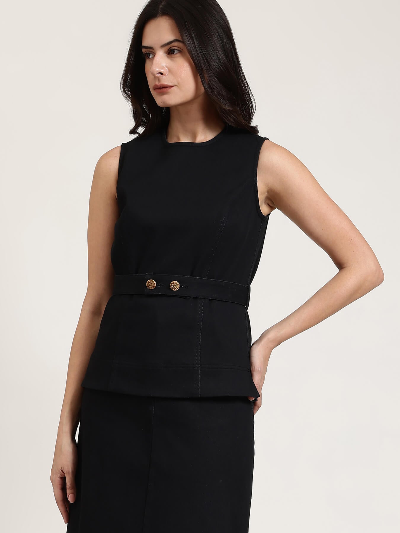 Denim Skirt Co-ord Set - Black