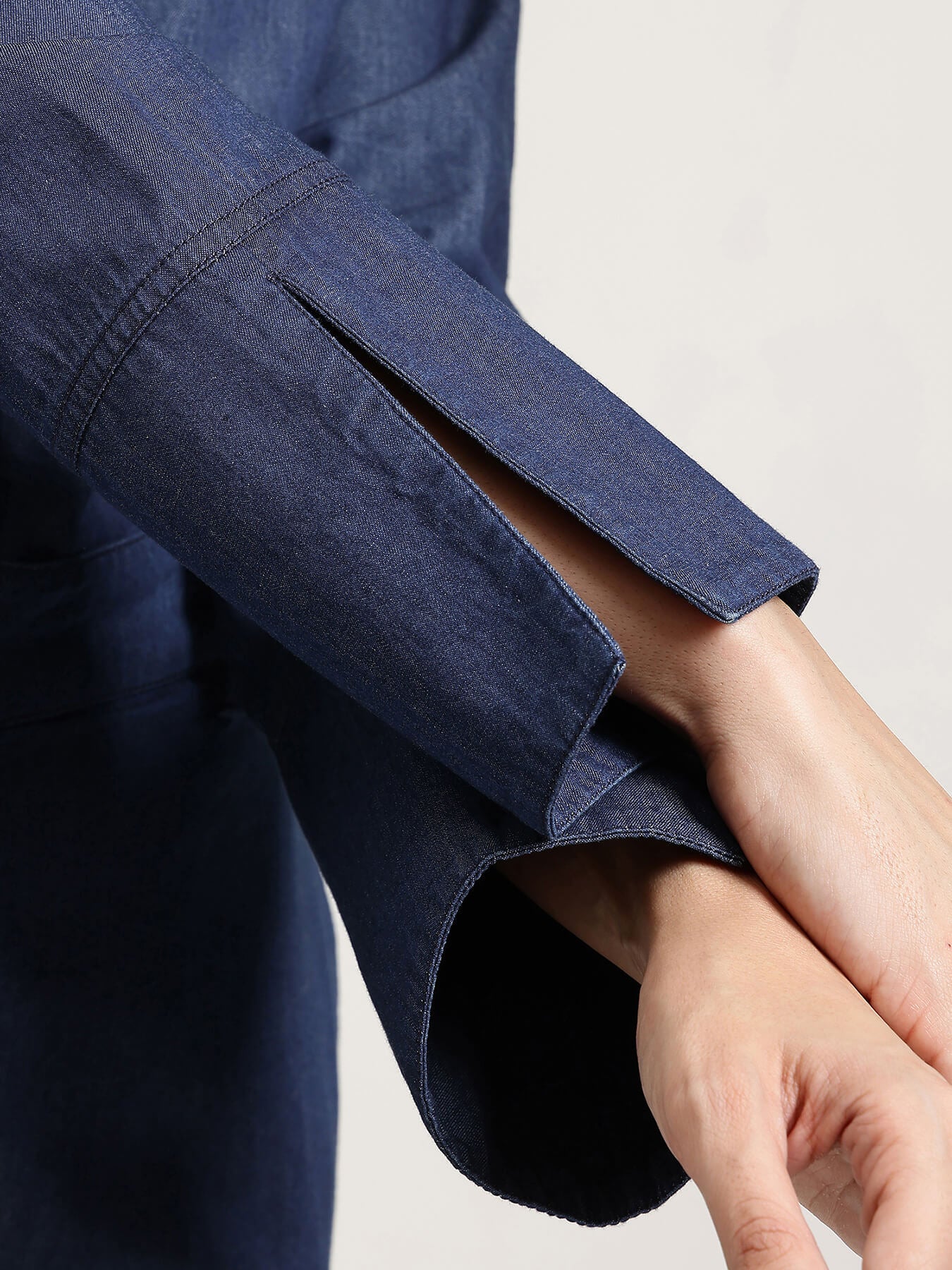 Denim Trousers Co-ord Set - Navy Blue