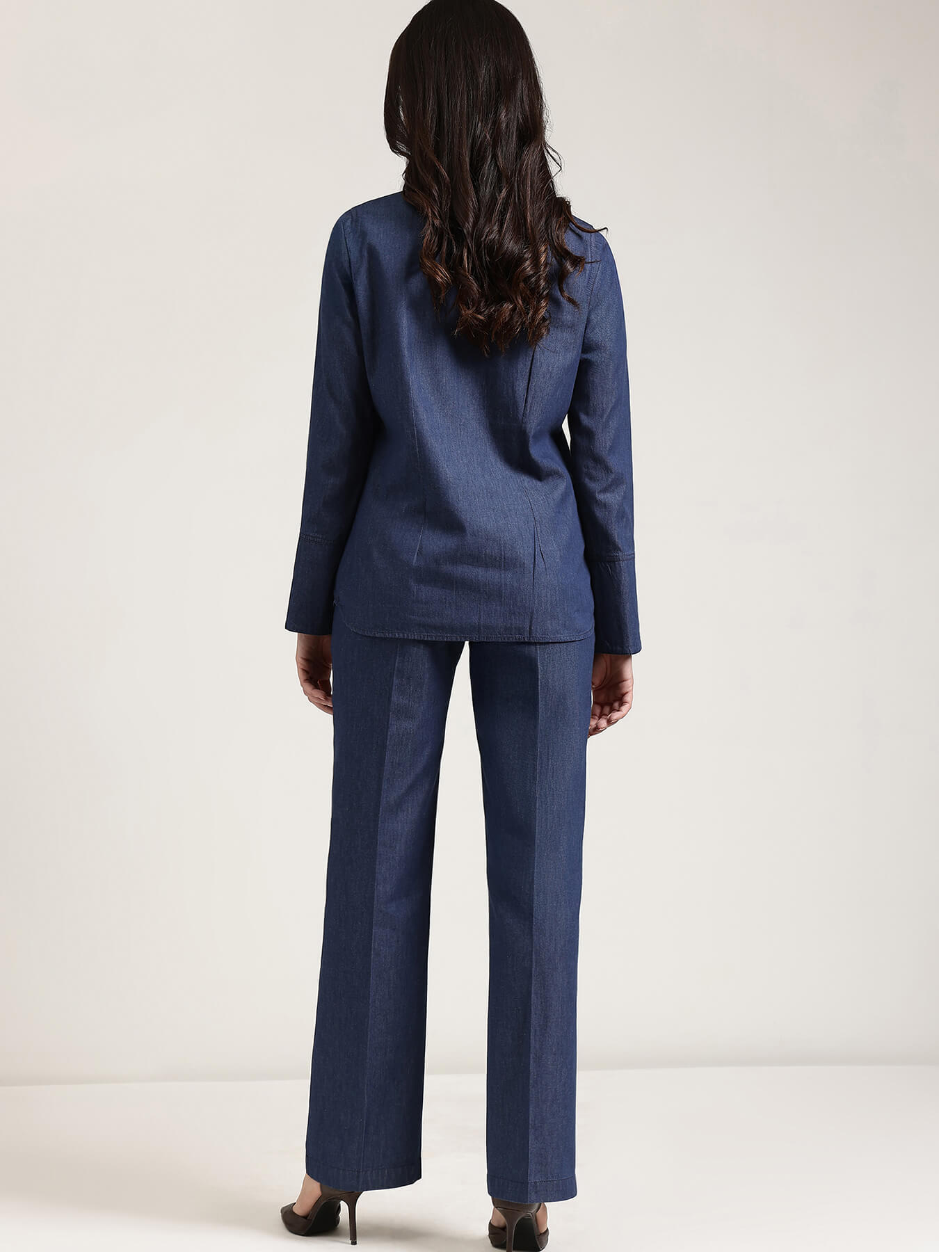Denim Trousers Co-ord Set - Navy Blue