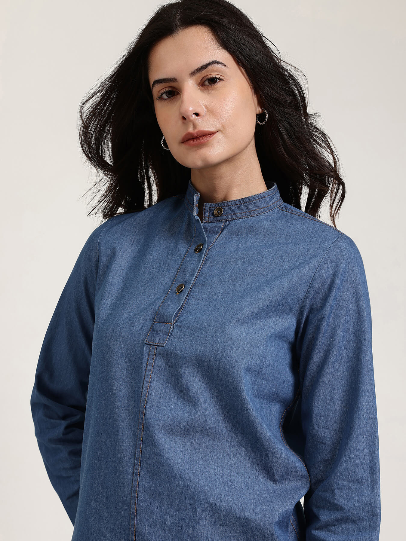 Denim Trousers Co-ord Set - Blue