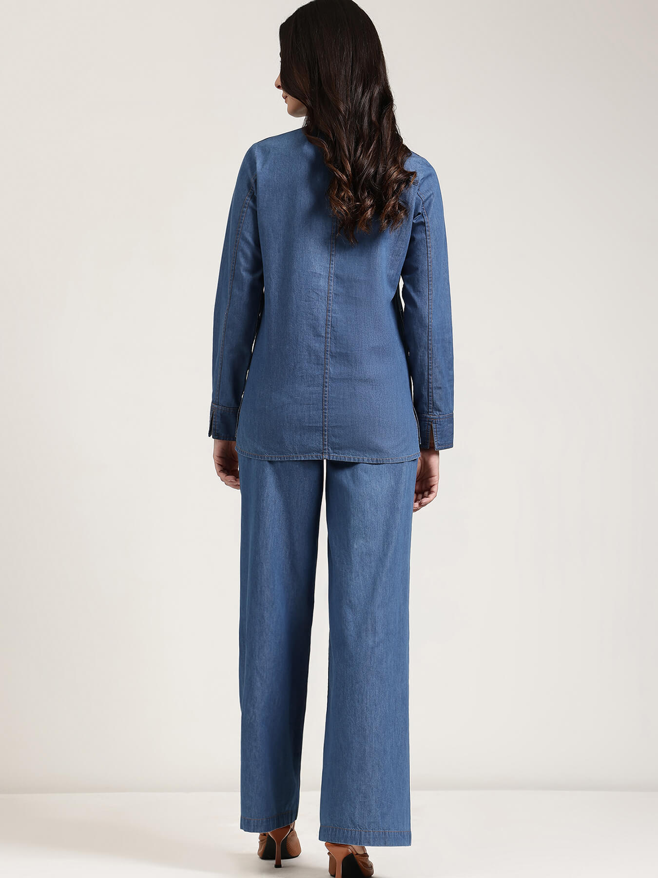 Denim Trousers Co-ord Set - Blue