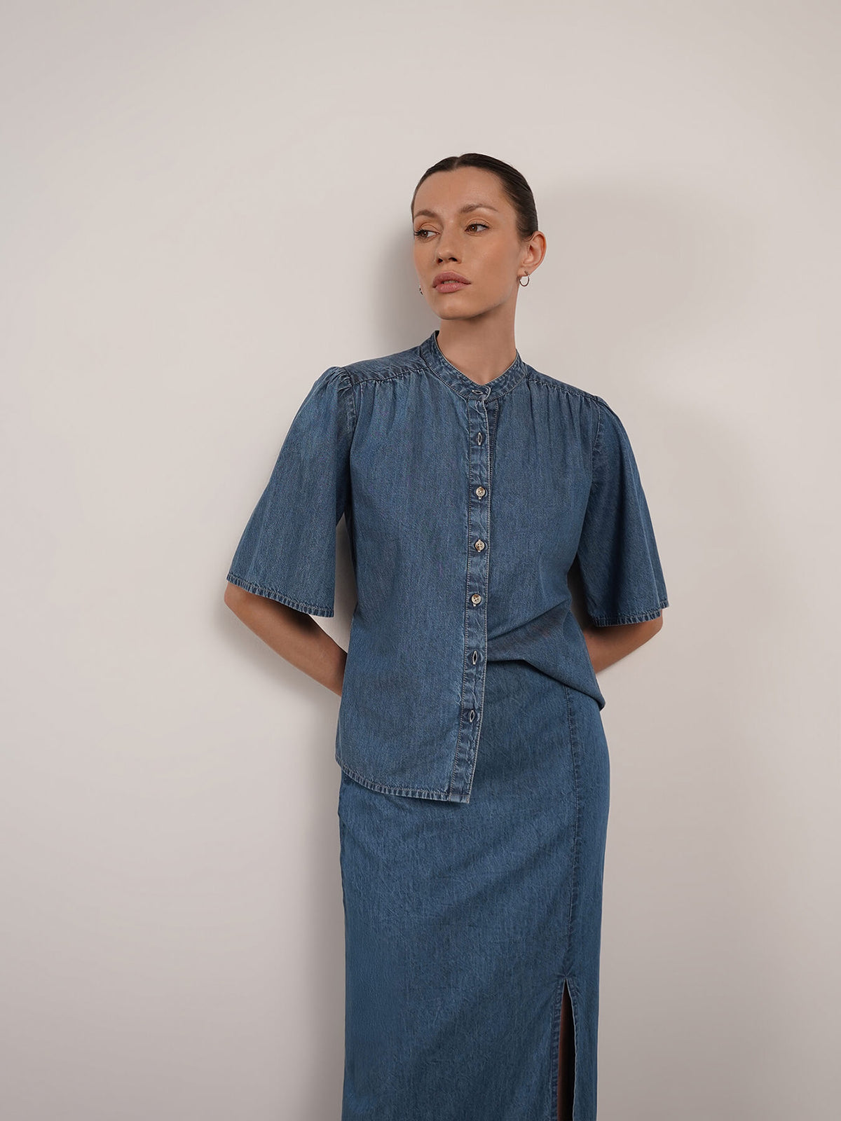 Denim Top And Skirt Coord - Blue