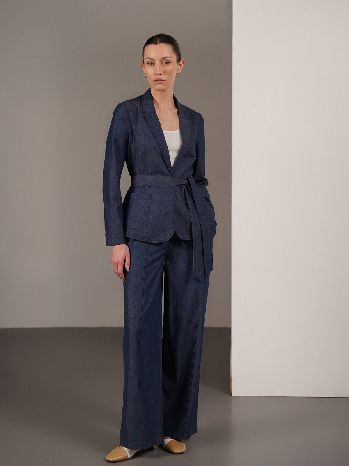 Denim Jacket And Trousers Coord - Navy Blue