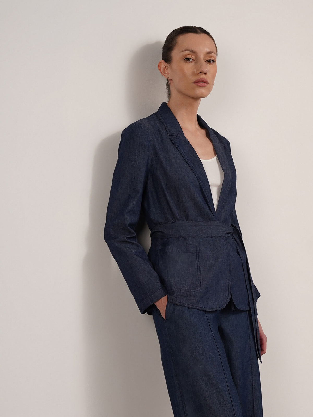 Denim Jacket And Trousers Coord - Navy Blue