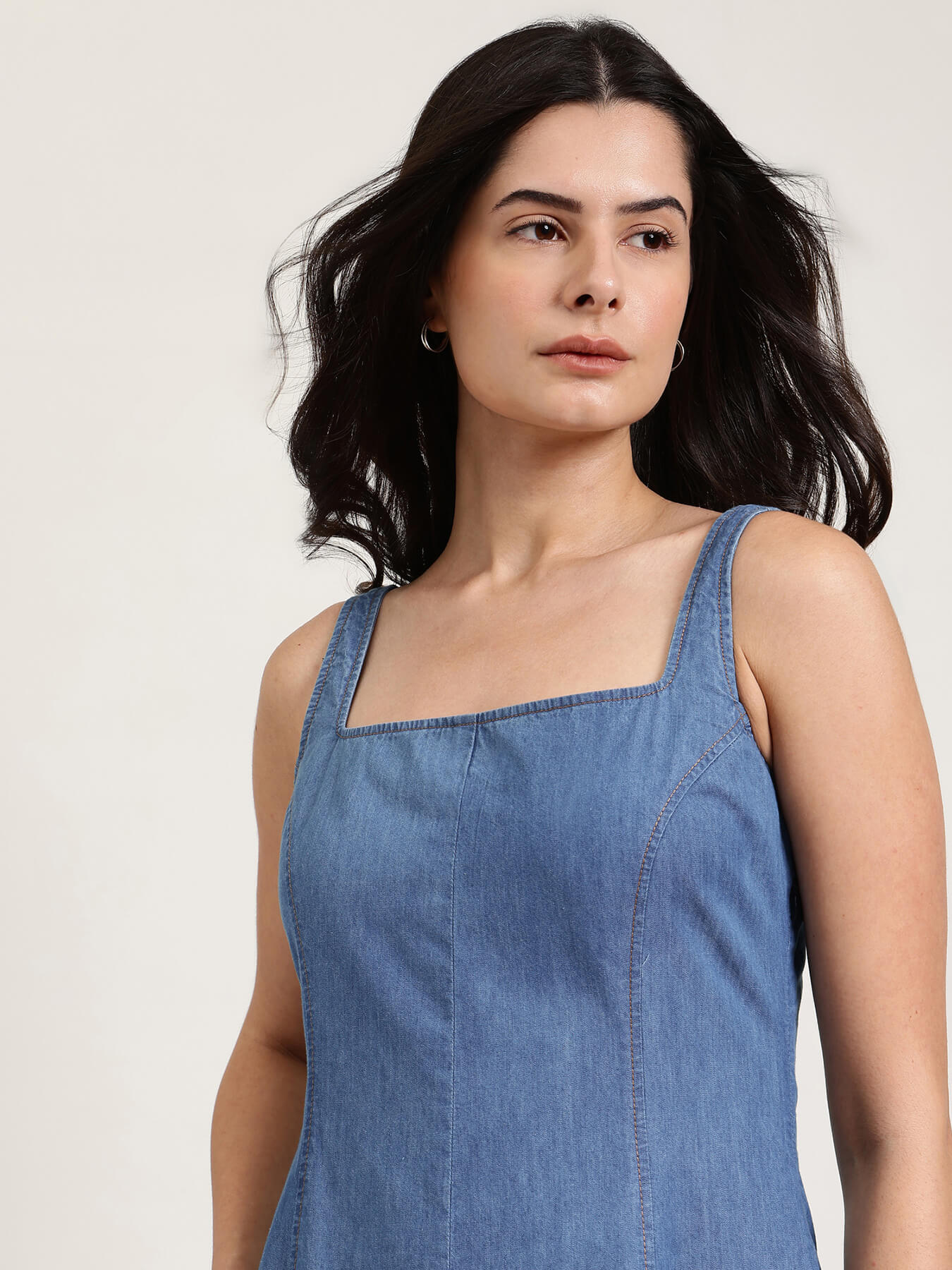 Denim Midi Dress - Blue