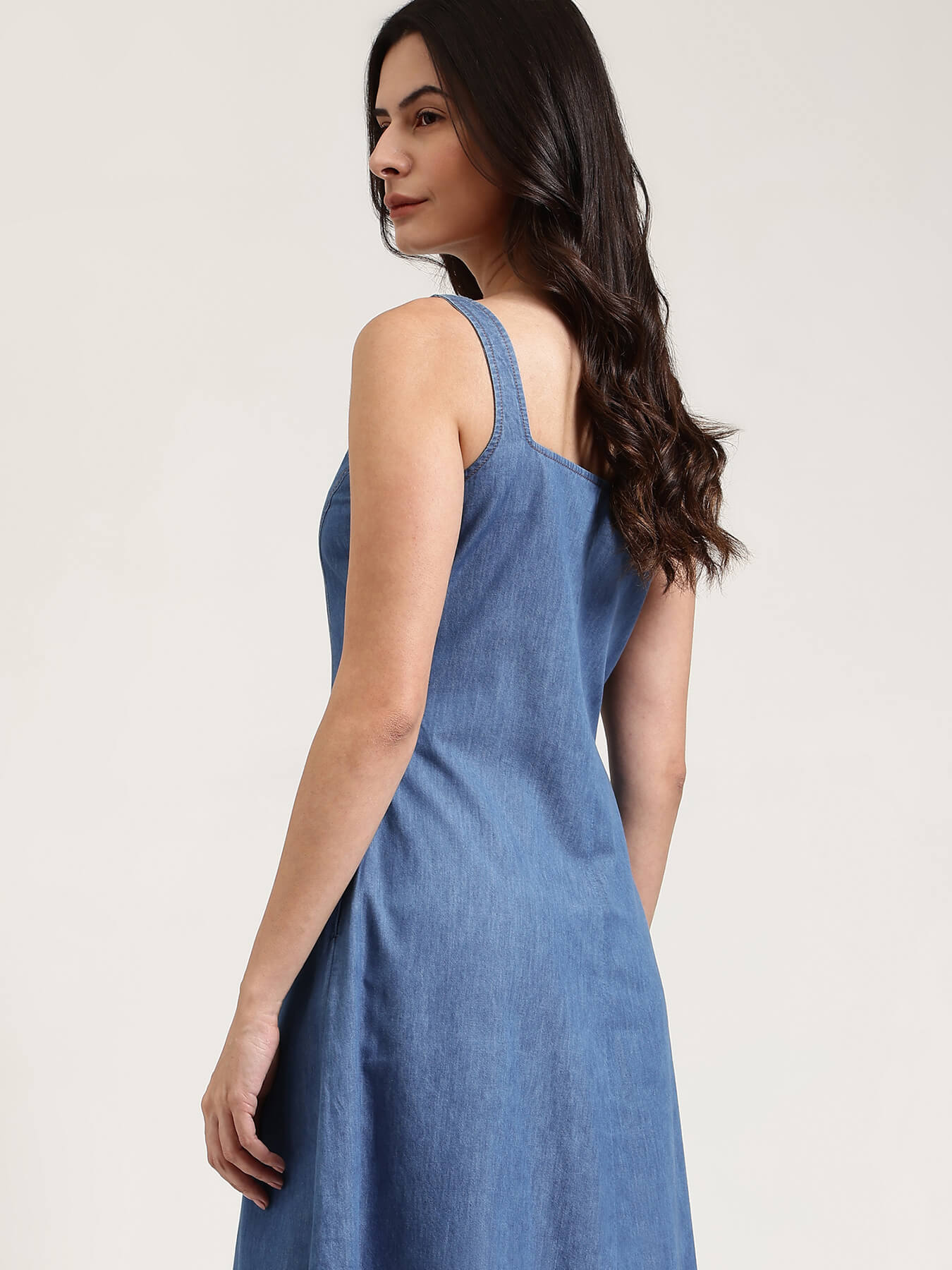 Denim Midi Dress - Blue