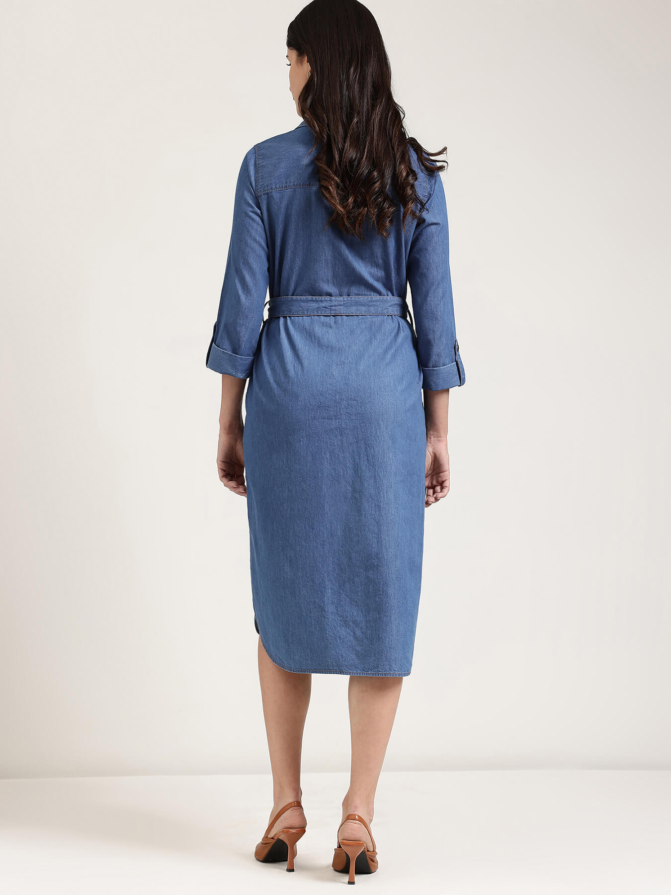 Denim Shirt Dress - Blue