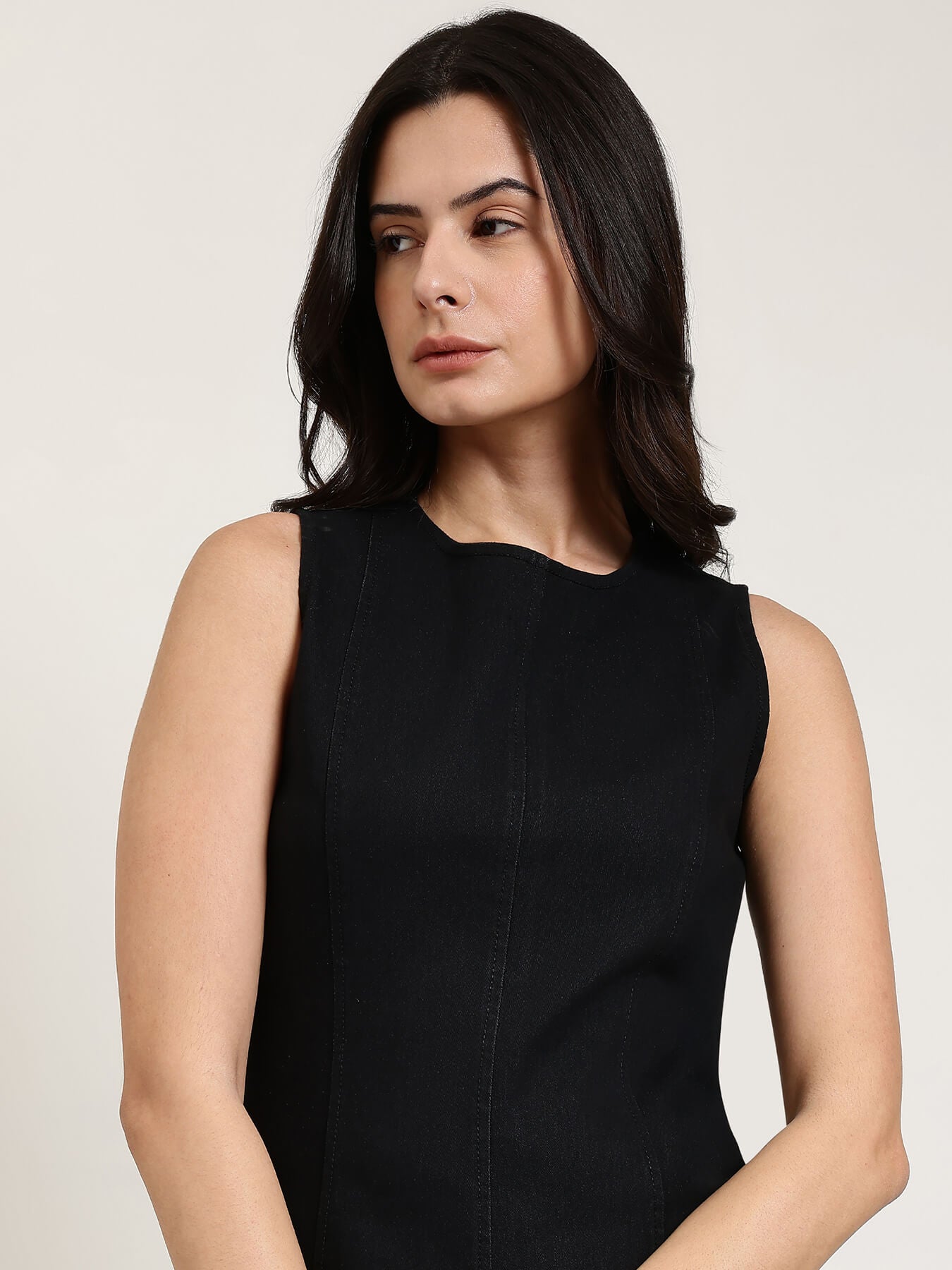 Denim Bodycon Dress - Black