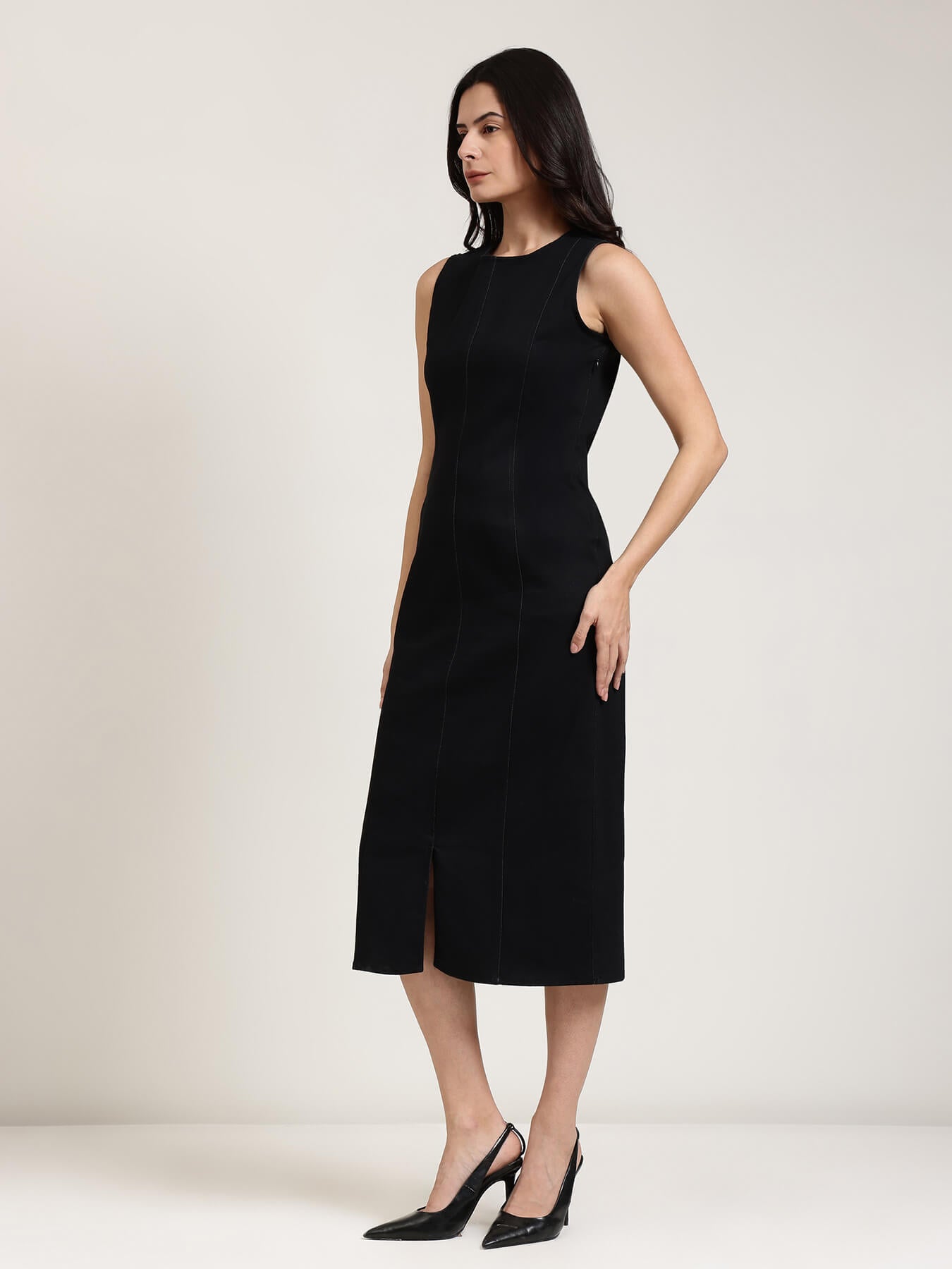 Denim Bodycon Dress - Black