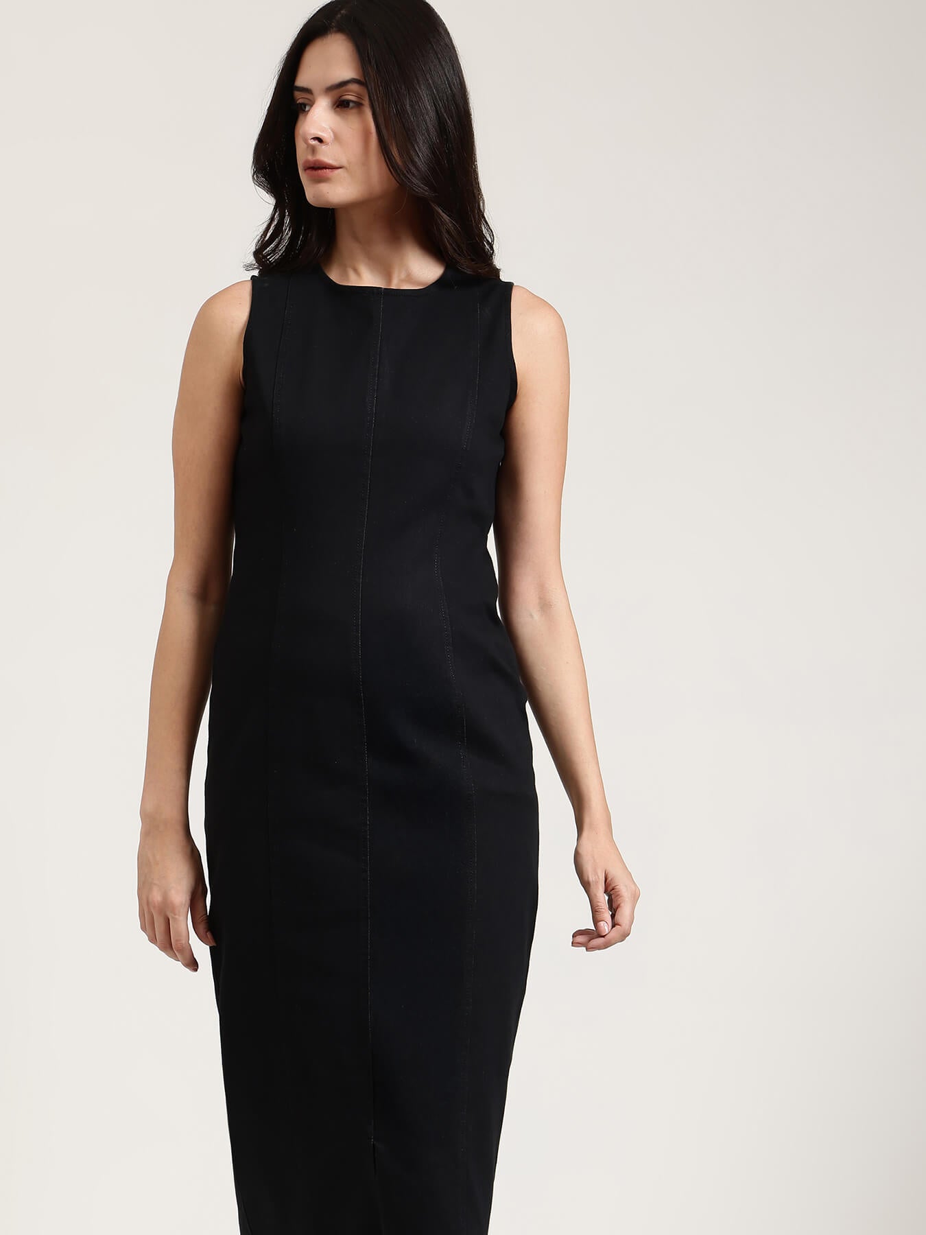 Denim Bodycon Dress - Black