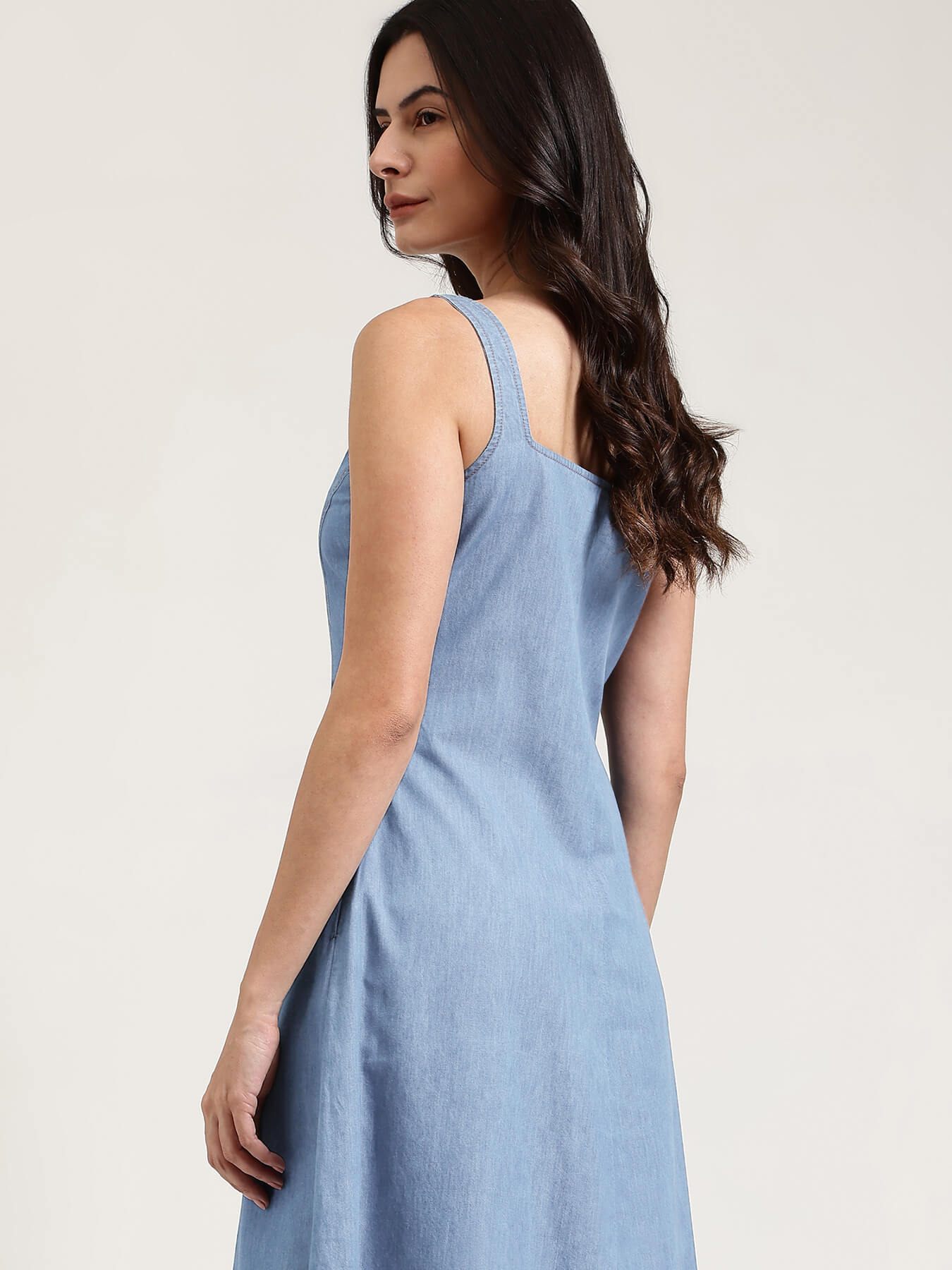 Denim Midi Dress - Light Blue