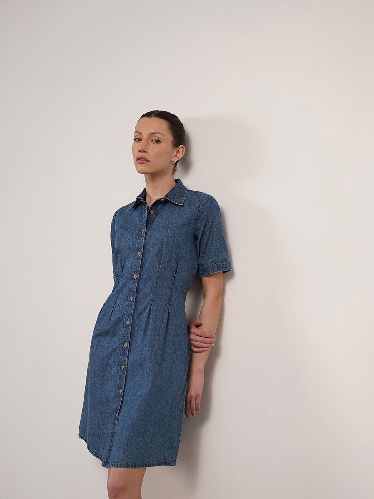 Denim A-Line Dress - Blue