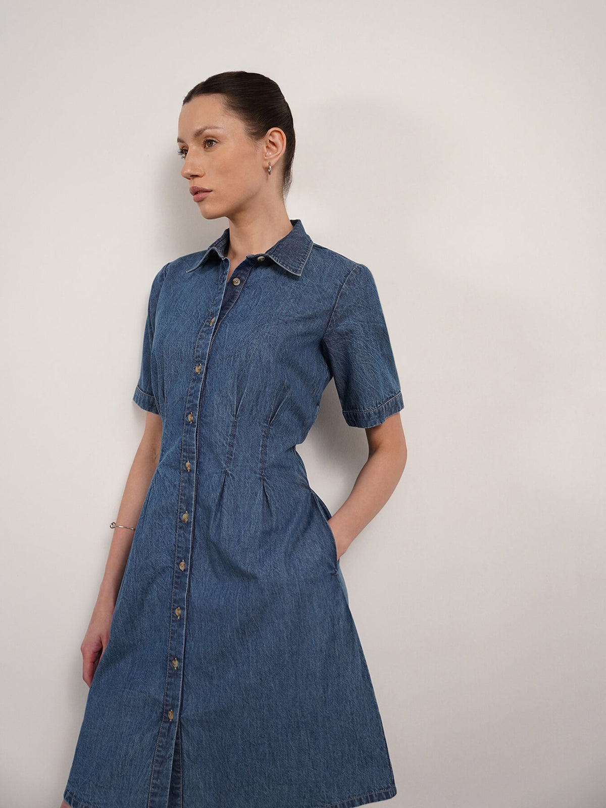 Denim A-Line Dress - Blue